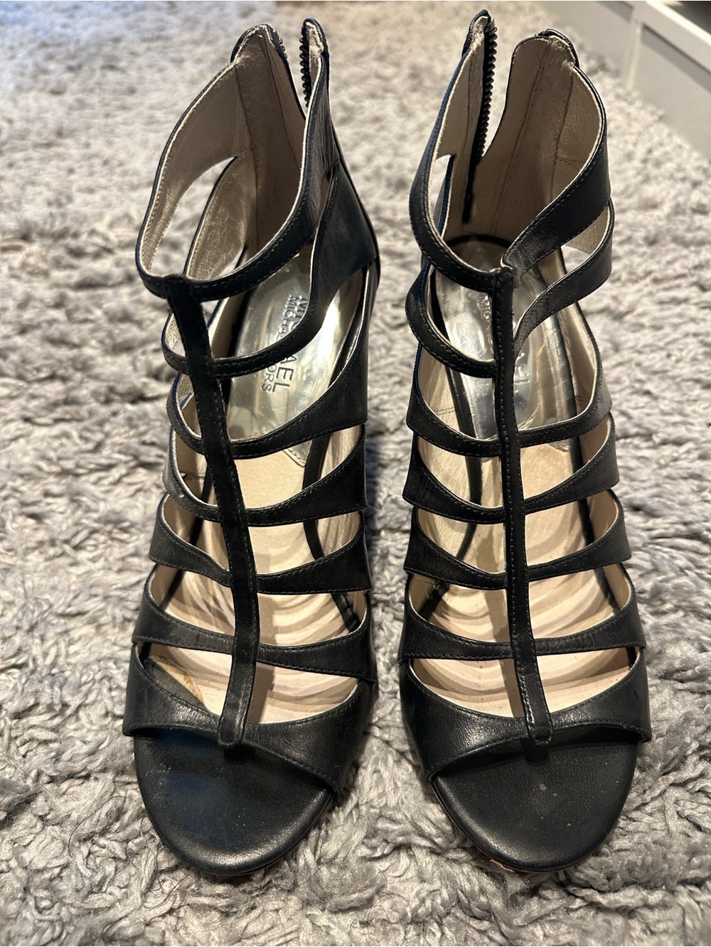 Michael Kors Black Cutout Peep-Toe Stiletto Heels - Picture 2 of 5